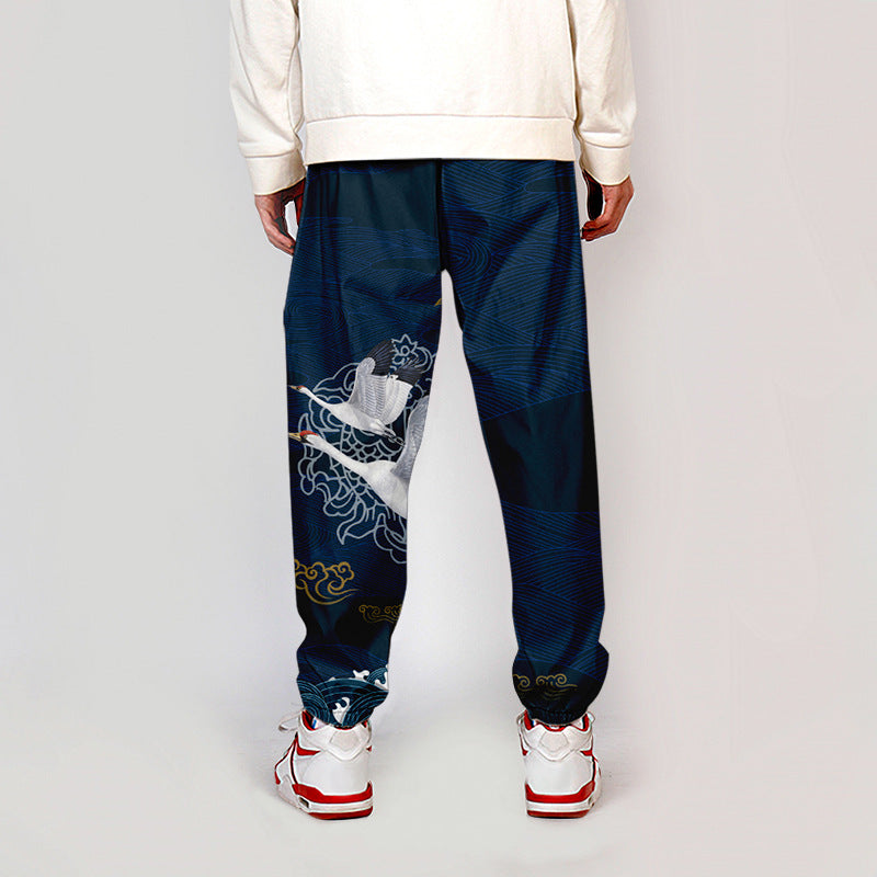 Pantalon Japonais Décontracté Grues Chic