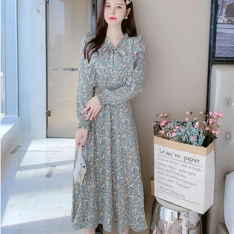 Robe Japonaise Fleurie Rétro Verte Légère