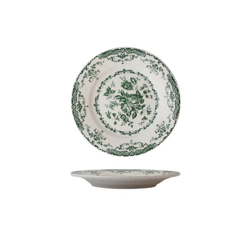 Assiette Japonaise Fleurie Verte