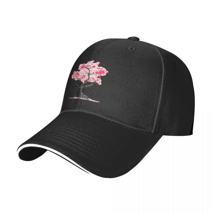 Casquette Japonaise Fleurs De Cerisier Noir