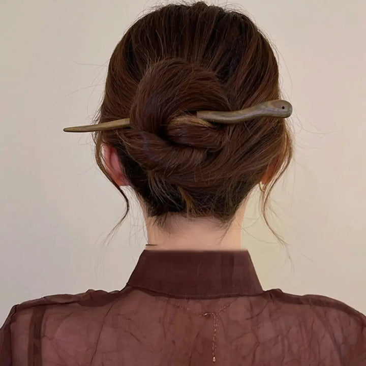 Bâton à cheveux japonais en bois vintage