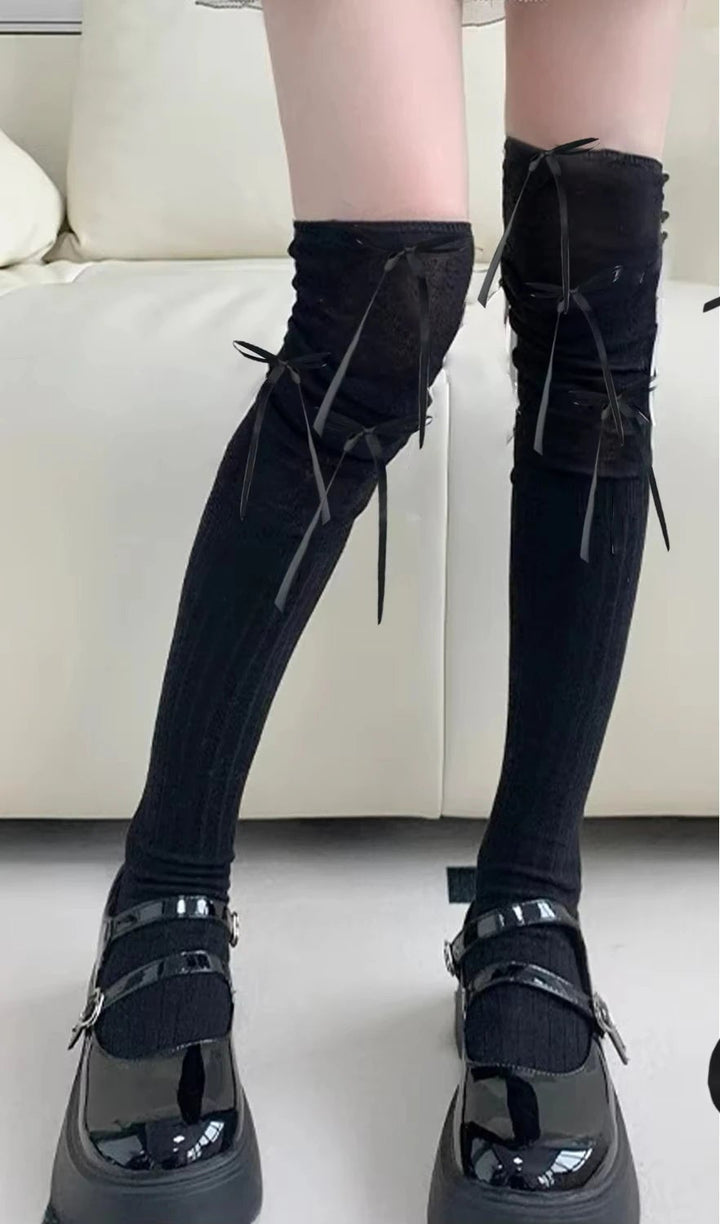 Chaussettes Japonaises à Noeuds Noir