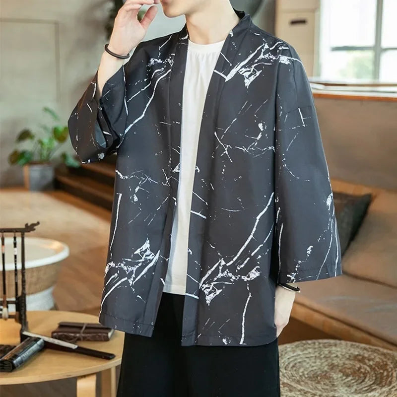 Veste Kimono Homme Marbré