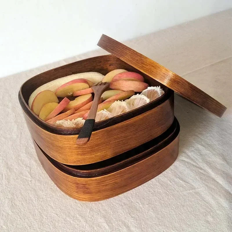 Boîte Bento en Bois Double Couche
