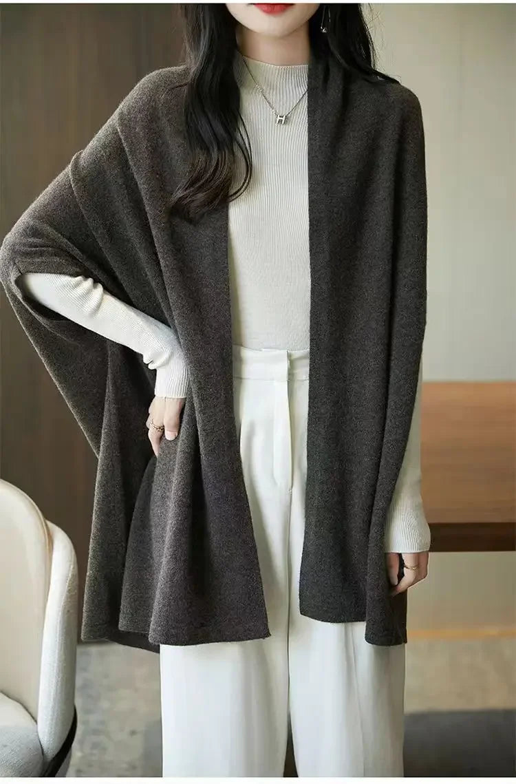 veste kimono femme en laine marron