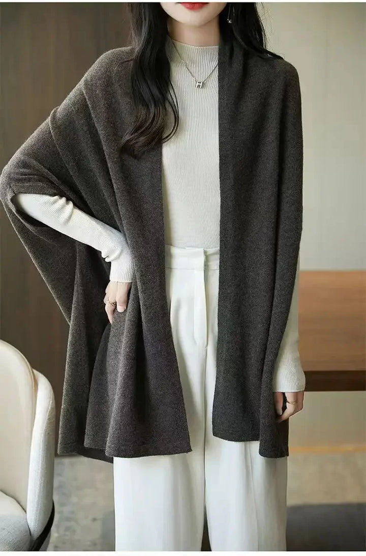 veste kimono femme en laine marron