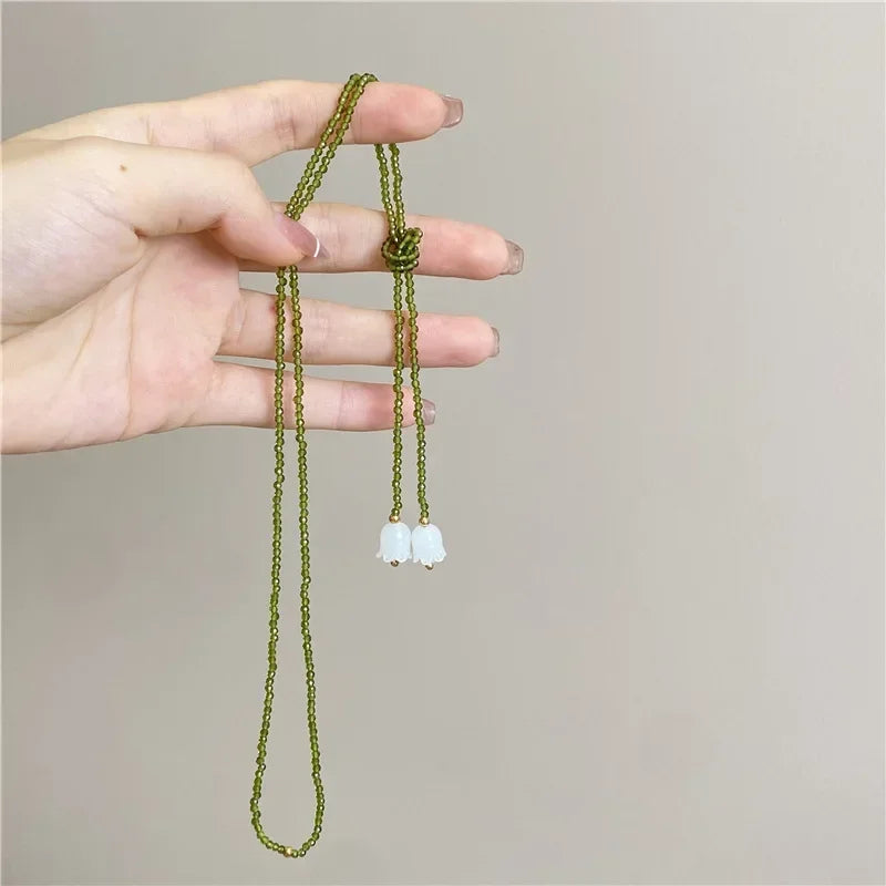 Collier perle de cristal muguet japonais
