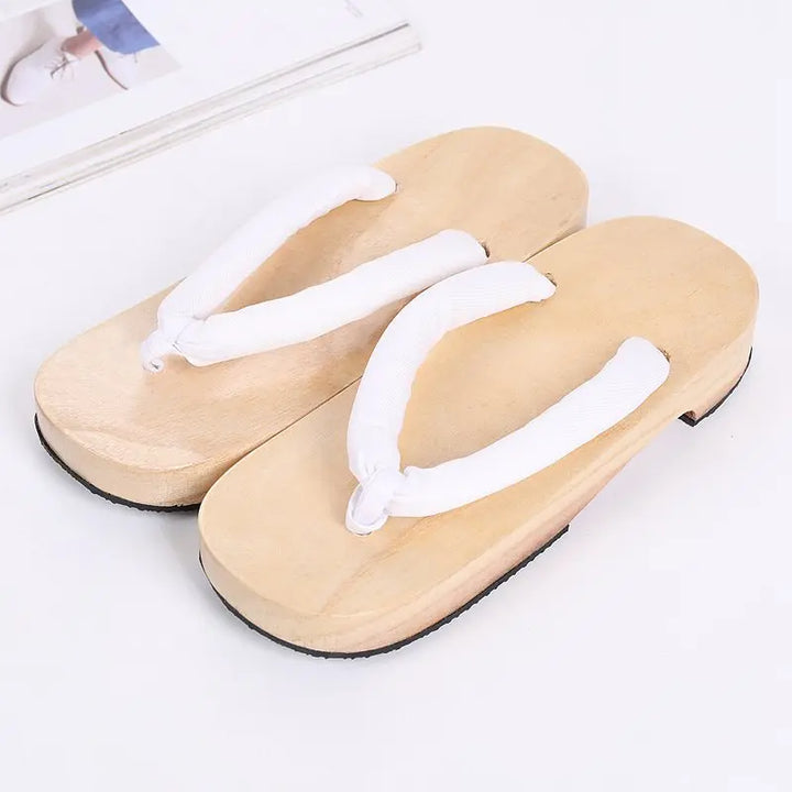Geta Japonaise en Bois Naturel Blanche