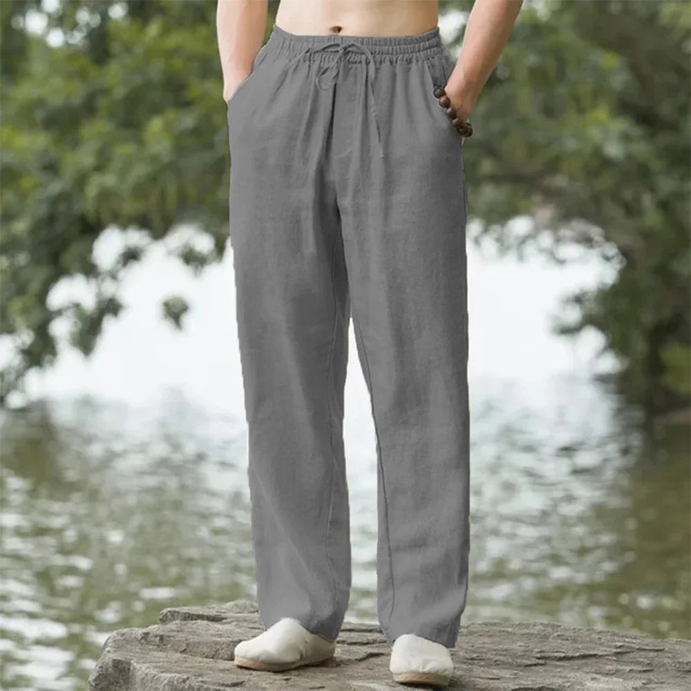 Pantalon Japonais d’Eté Léger en Lin Gris