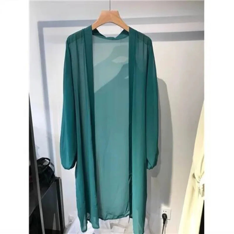 Veste Kimono Femme en Mousseline vert