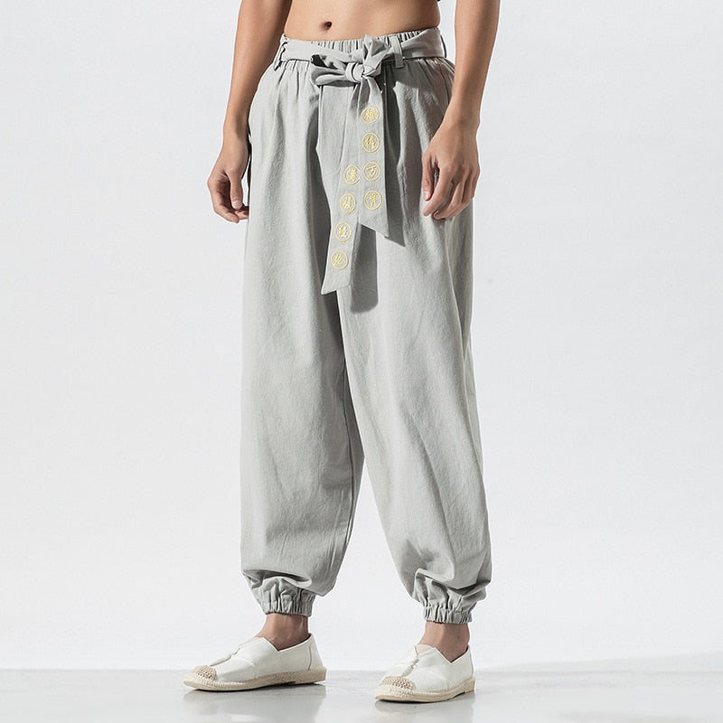 Pantalon Style Japonais Homme Blanc