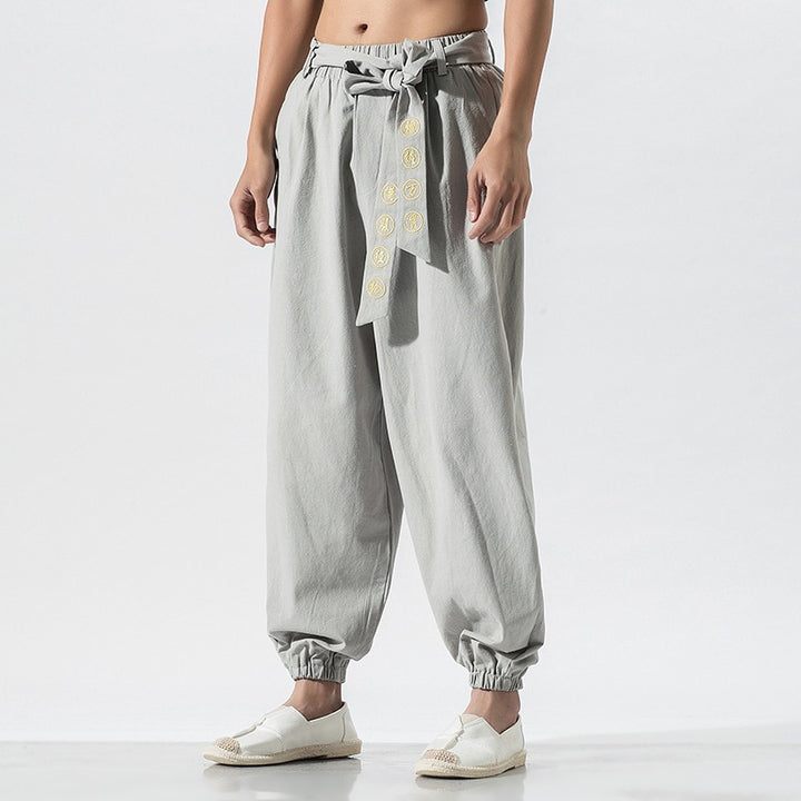 Pantalon Style Japonais Homme Blanc