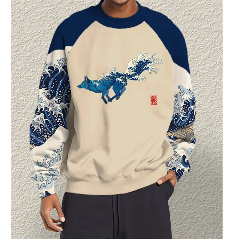 Sweat Japonais Vague Loup