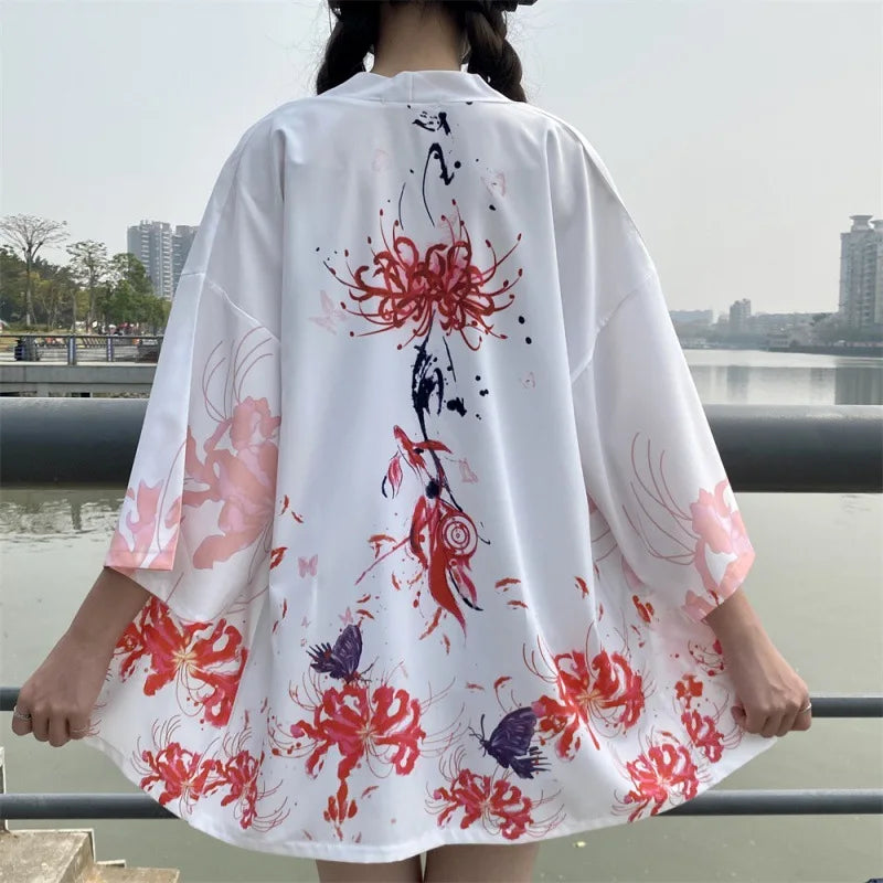 Veste Kimono Haori pour Femme blanche