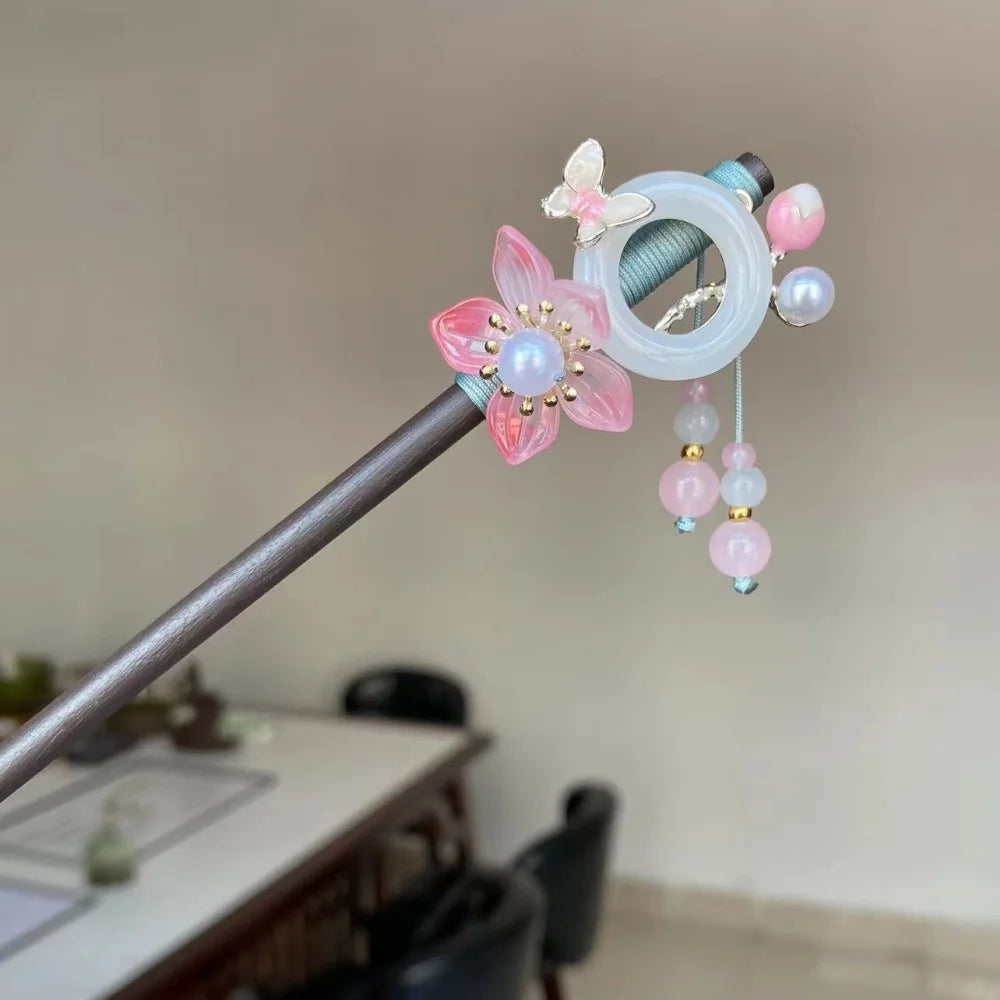 Épingle à cheveux en bois japonaise Fleur