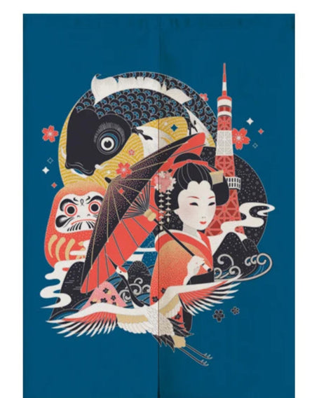 Rideau Japonais Brodé koi