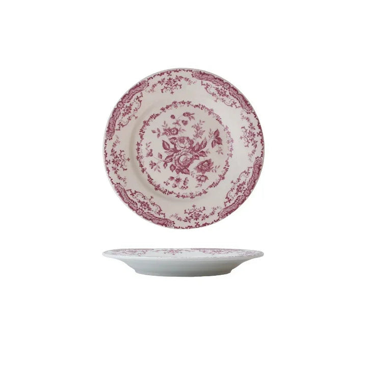 Assiette Japonaise Fleurie Rouge