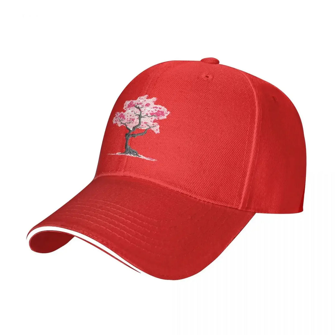 Casquette Japonaise Fleurs De Cerisier Rouge