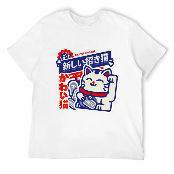 T-shirt Japonais Maneki Neko Stylé Blanc