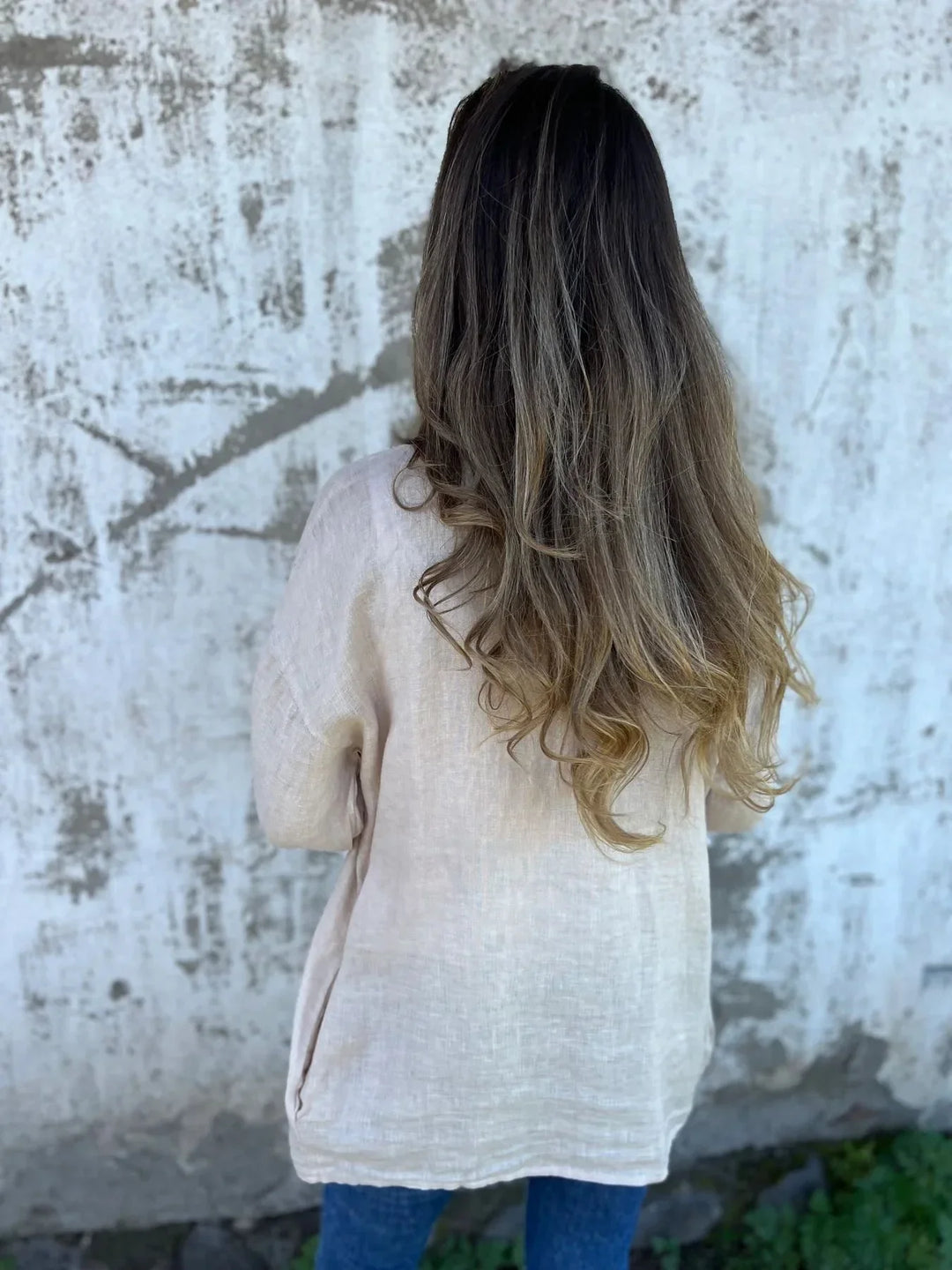 Veste Kimono Femme en Coton beige dos