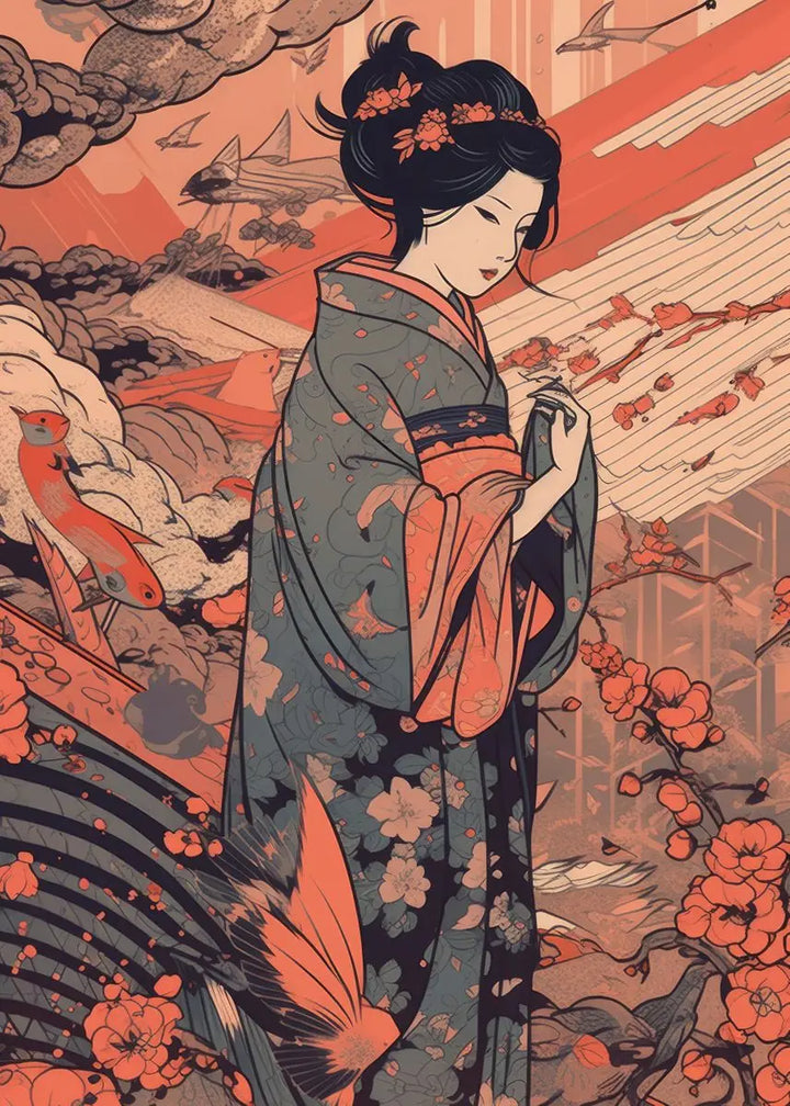 Japanese Wall Poster Beautiful Women