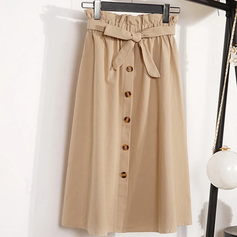 Jupe Japonaise Boutonnée Beige