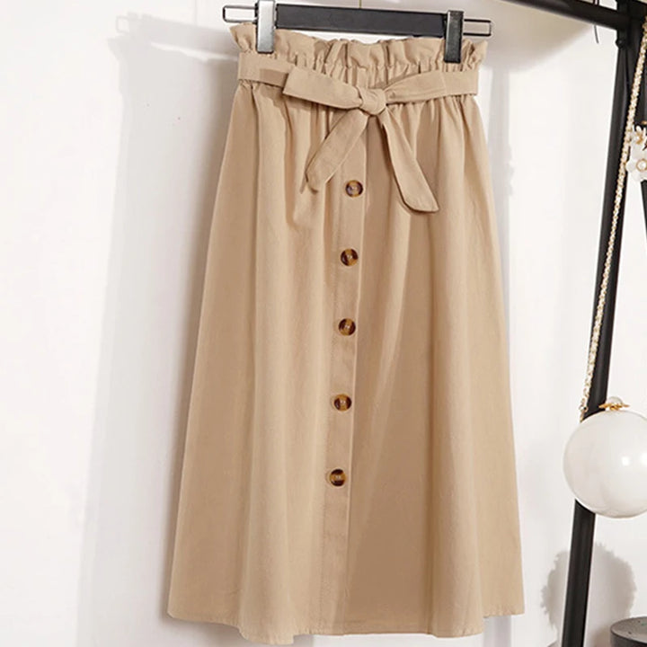 Jupe Japonaise Boutonnée Beige