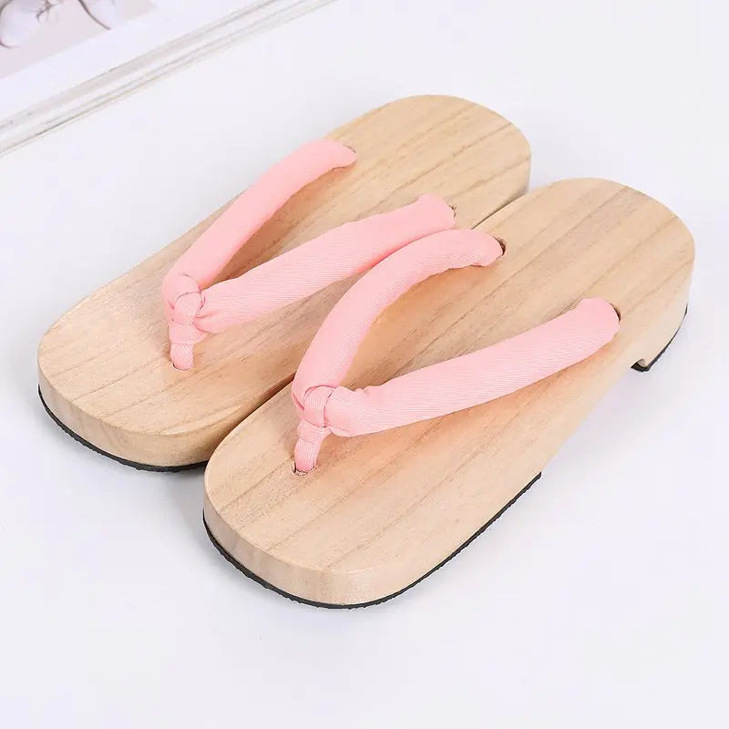 Geta Japonaise en Bois Naturel Rose