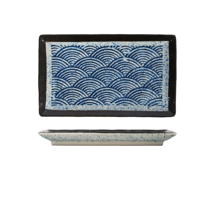 Assiette japonaise rectangulaire vague