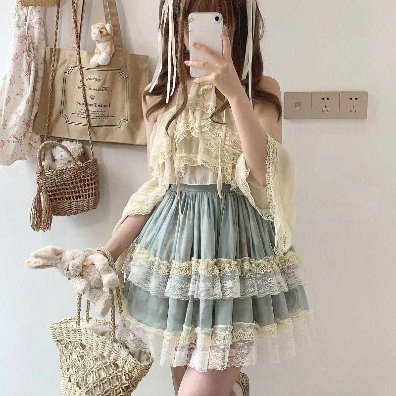 Mini Jupe Japonaise Lolita Vert