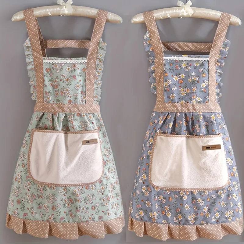 Tablier Japonais Design Femme Bleu et Vert