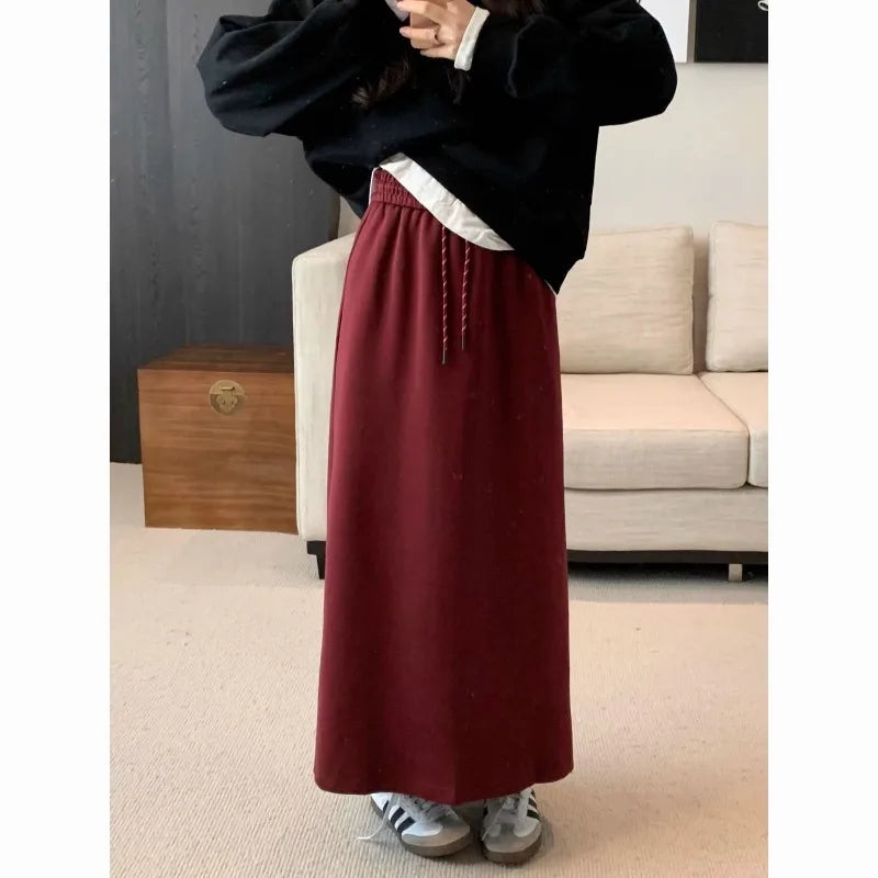 Jupe Longue Japonaise Décontractée Rouge