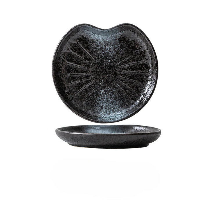 Assiette Japonaise Ronde Irrégulière Noire