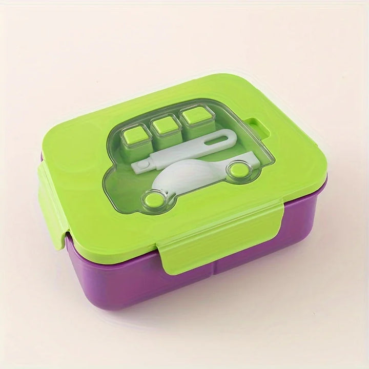 Boîte Bento Motif Voiture Enfant Vert Violet