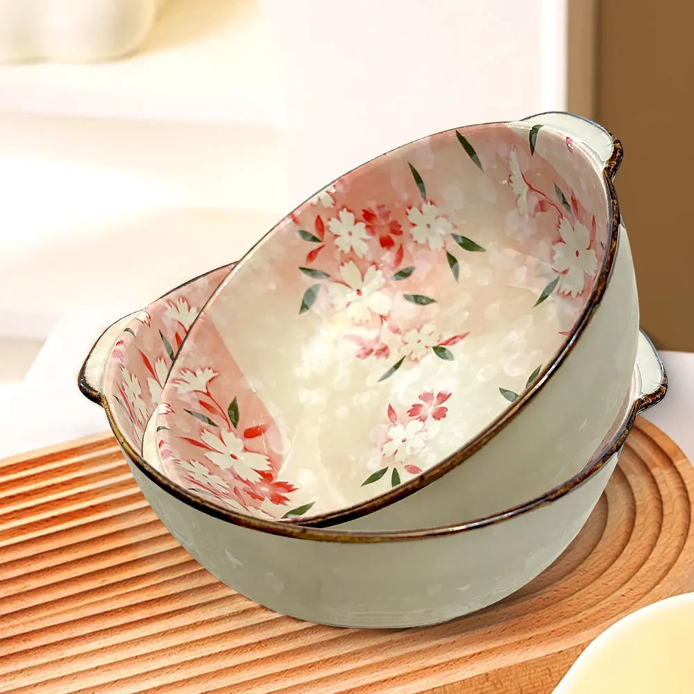 Bol motif fleur rouge15,5*7,5cm