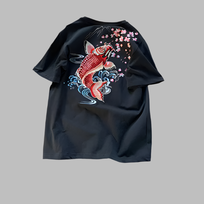 T-shirt Japonais Carpe Koi Brodé