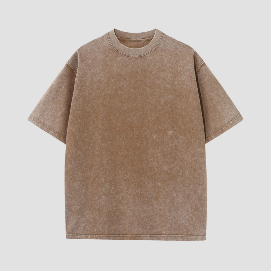 T-shirt Japonais Oversize Délavé Marron