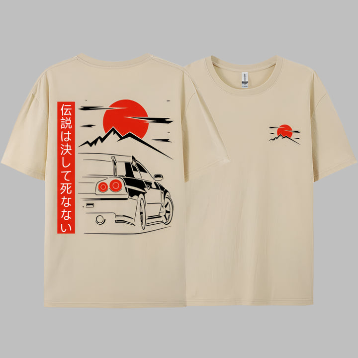 T-shirt Japonais Voiture Beige