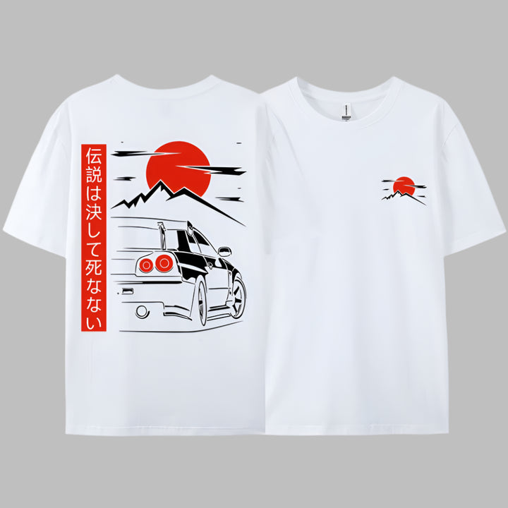 T-shirt Japonais Voiture Blanc