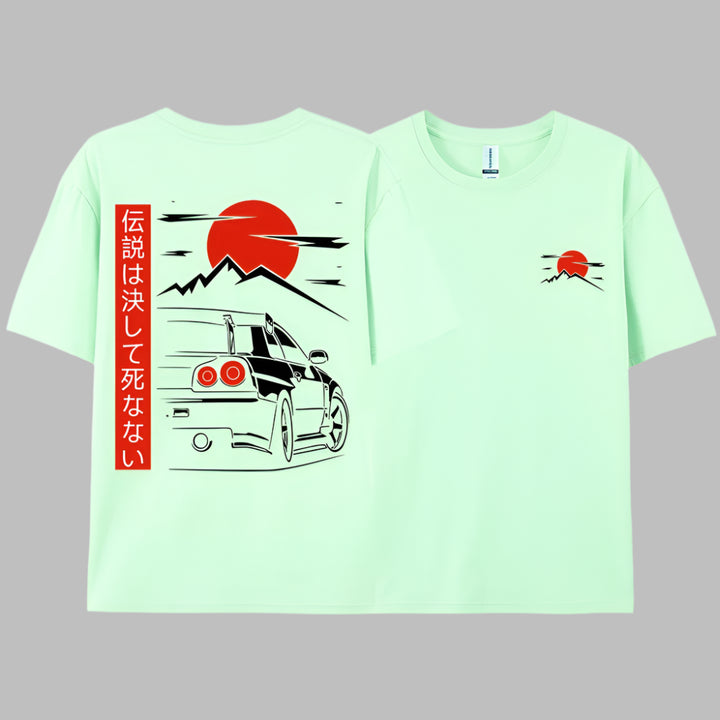 T-shirt Japonais Voiture Bleu Ciel