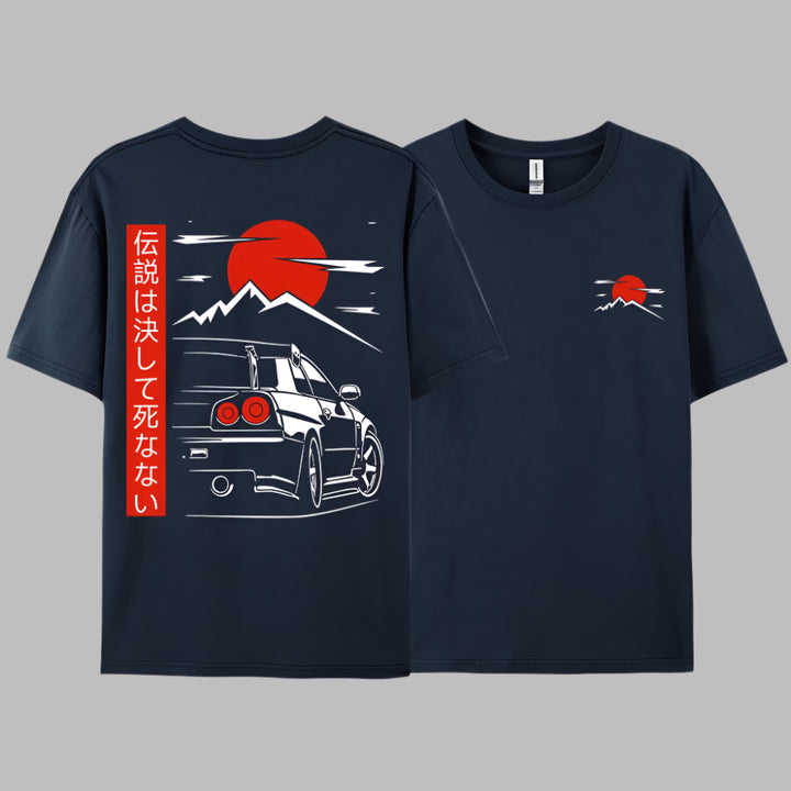 T-shirt Japonais Voiture Bleu Marine