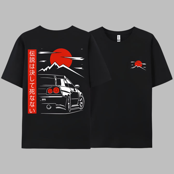 T-shirt Japonais Voiture Noir