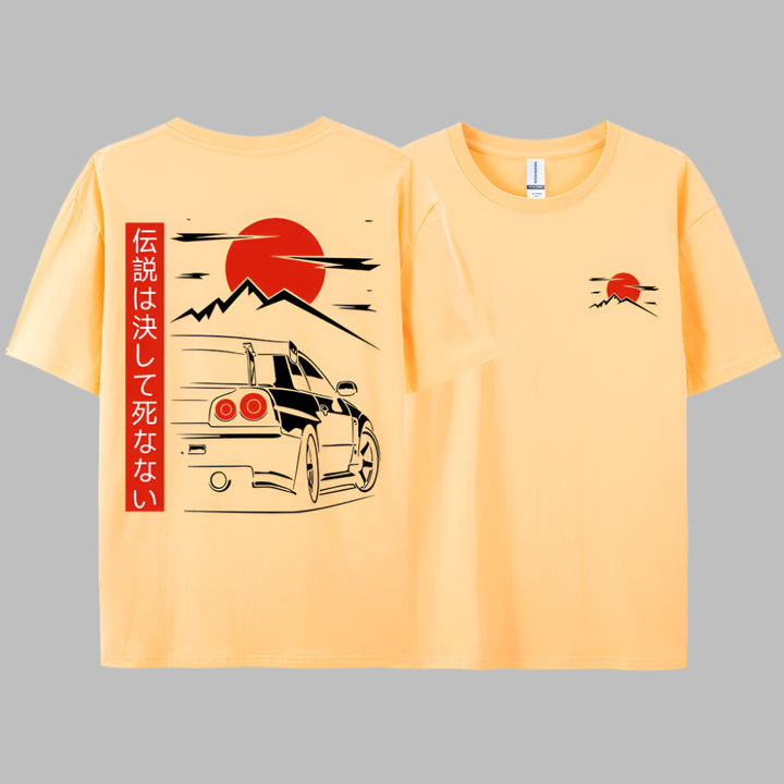 T-shirt Japonais Voiture Orange Clair