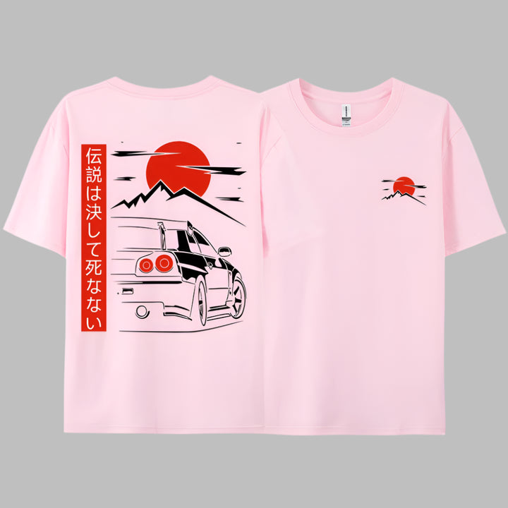 T-shirt Japonais Voiture Rose Clair