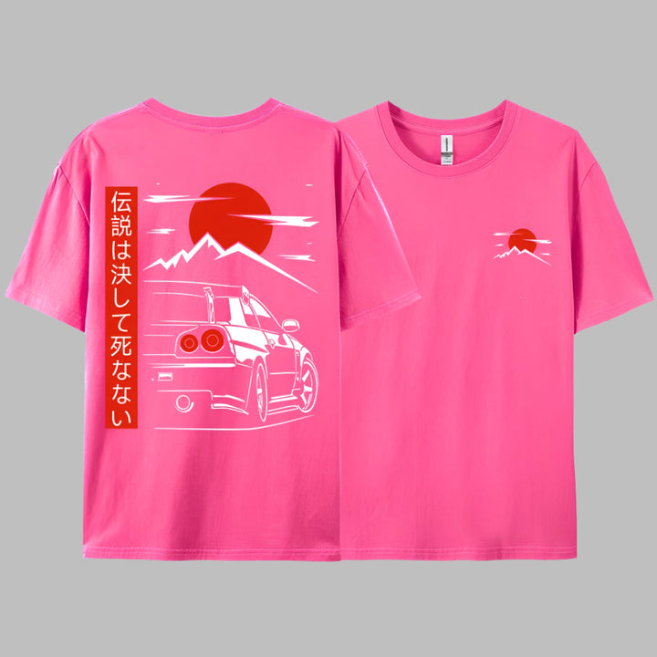 T-shirt Japonais Voiture Rose Foncé