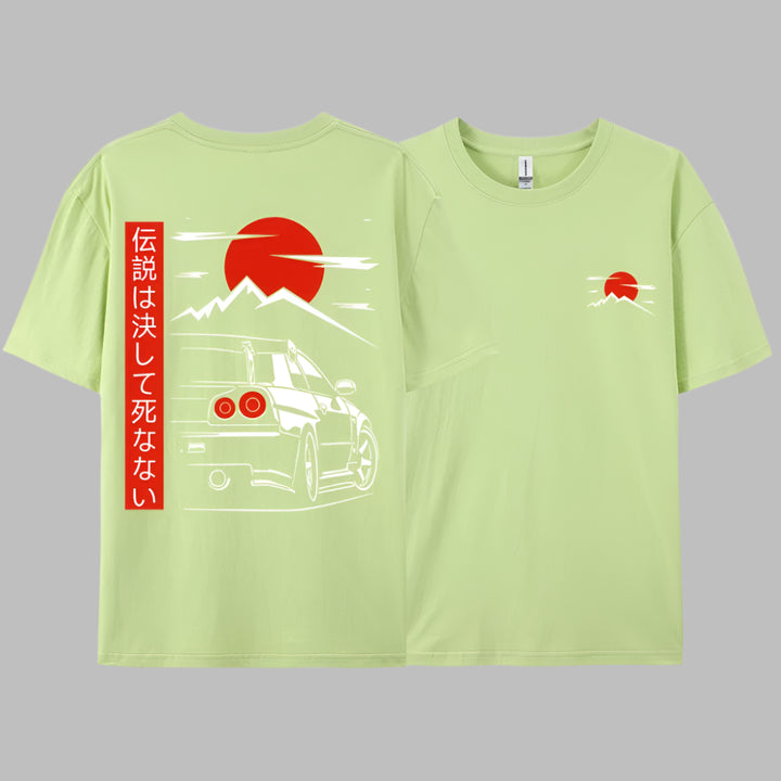T-shirt Japonais Voiture Vert Clair
