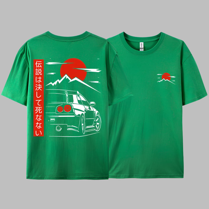 T-shirt Japonais Voiture Vert Foncé