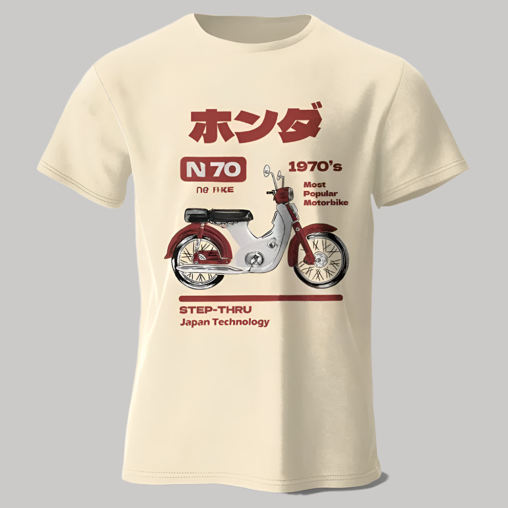 T-shirt Moto Rétro Japonais Beige