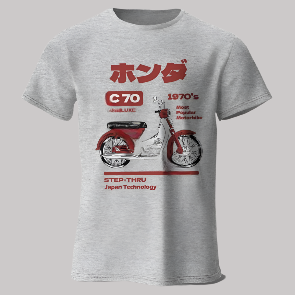 T-shirt Moto Rétro Japonais Gris