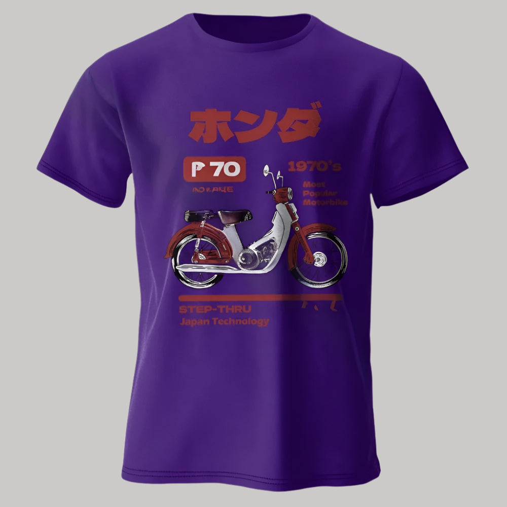 T-shirt Moto Rétro Japonais Violet
